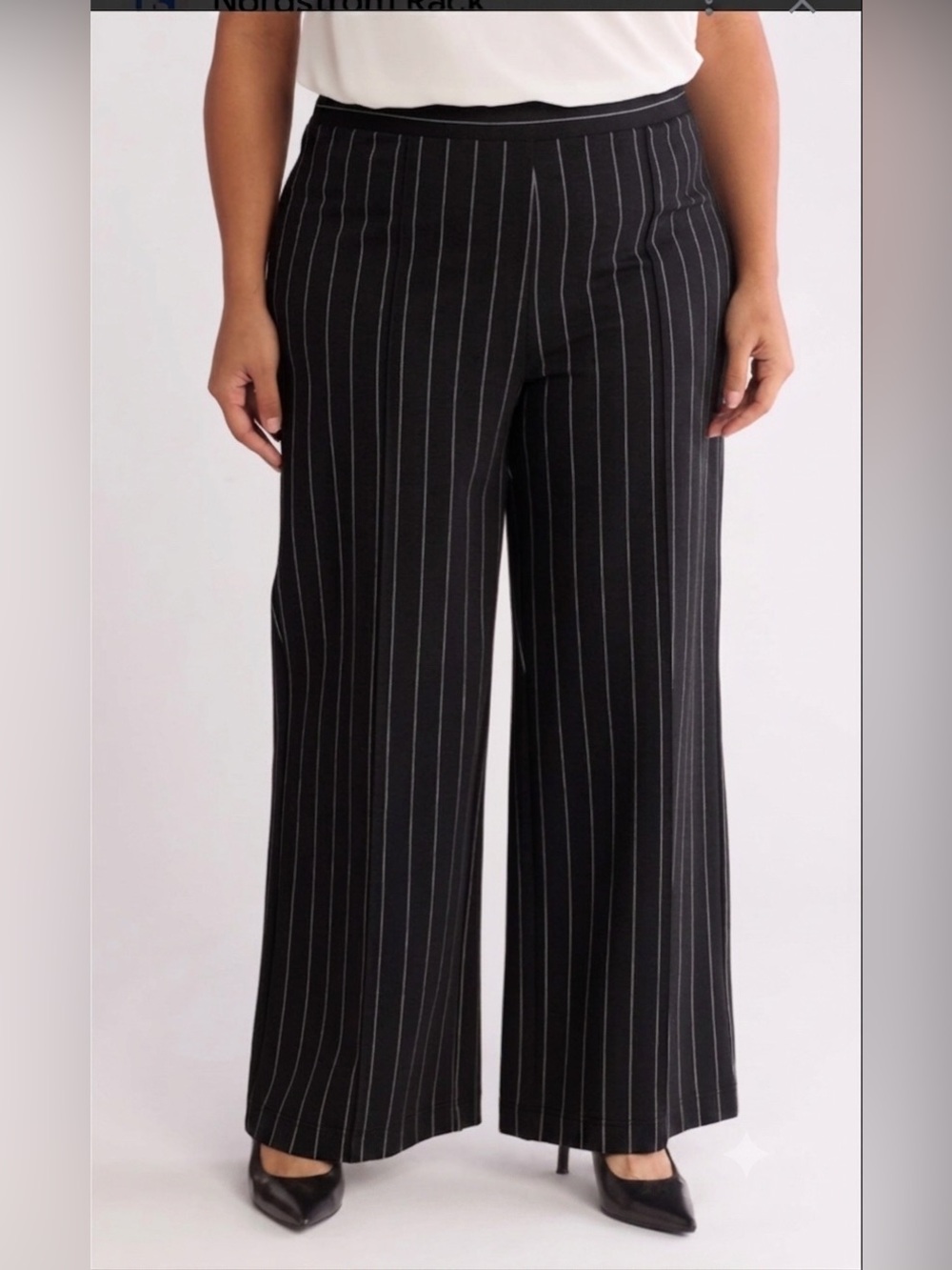 JULIA BY LOVE J / Wide-Leg Pinstripe Pants Black/women’s plus 3x/waist 21”/NWOT